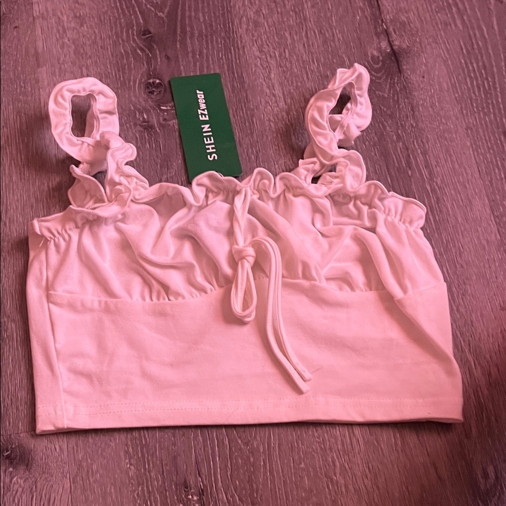 SHEIN Light Pink Ruffled Strap Top